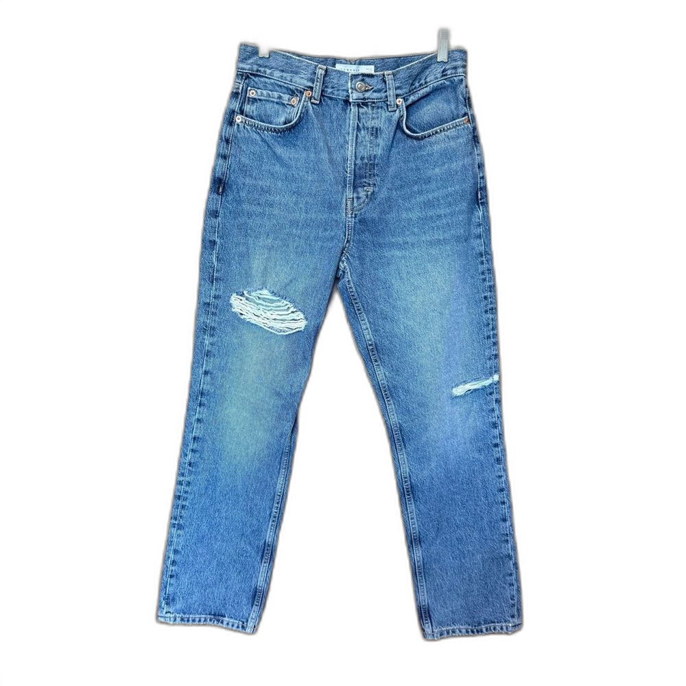 Topshop Ripped Dad Jeans Size 28 Medium Wash High Rise
